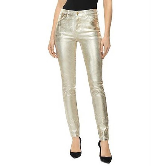 J Brand Pants - J BRAND Pants Womens 30 Maria High Rise Skinny Gold Messaline Coated Cord NWT